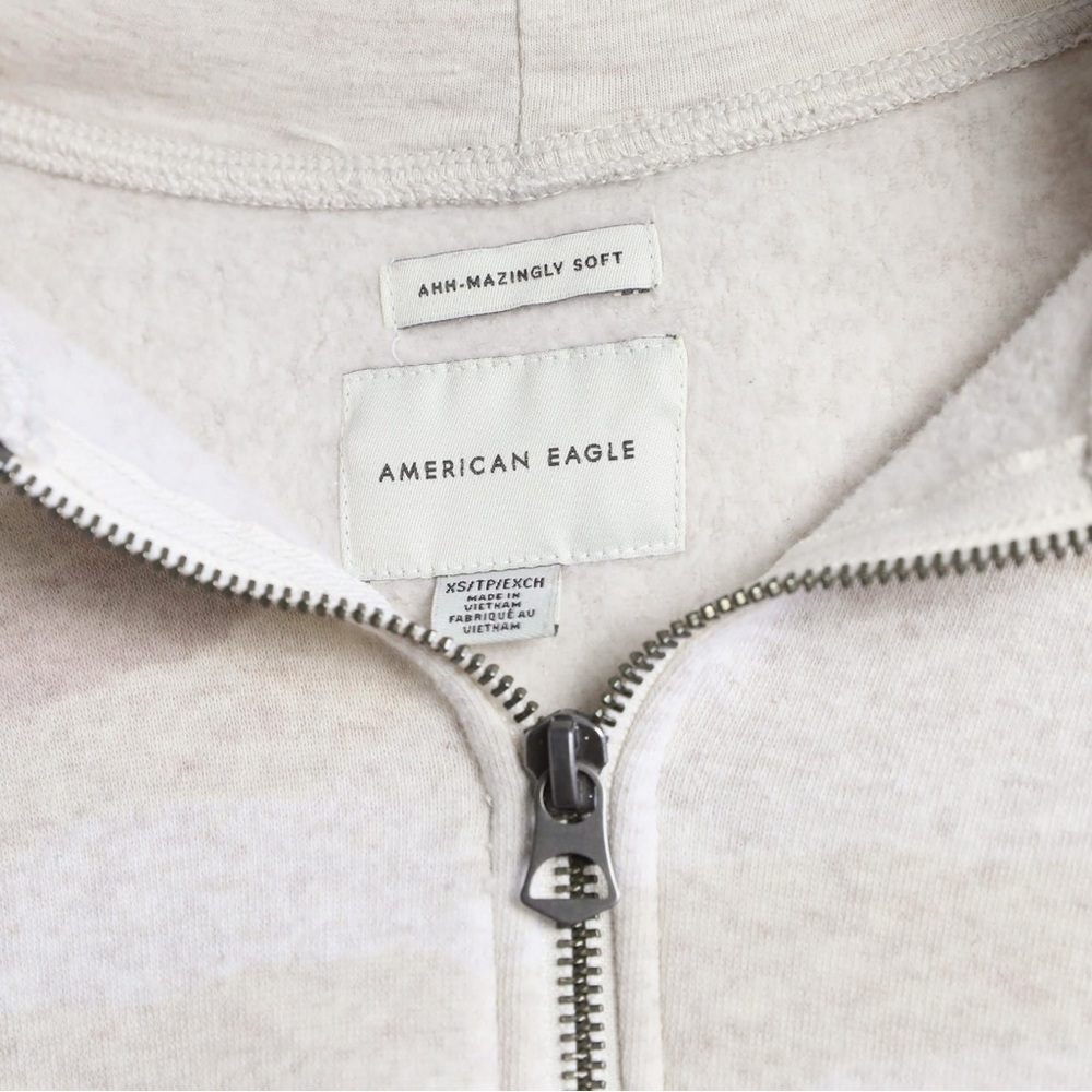 AEO American Eagle Ahmazingly Soft beige camouflage print half zip pullover XS - Picture 5 of 8
